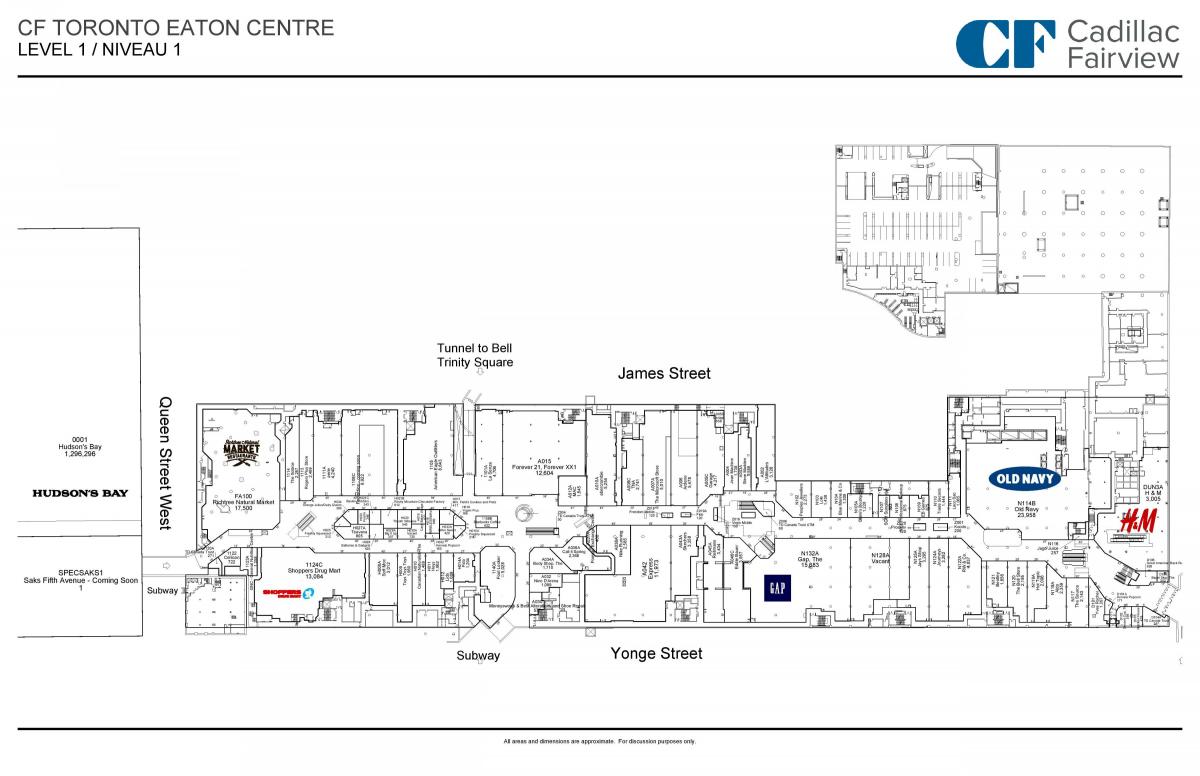 Karte von Toronto Gegessen Centre level 1