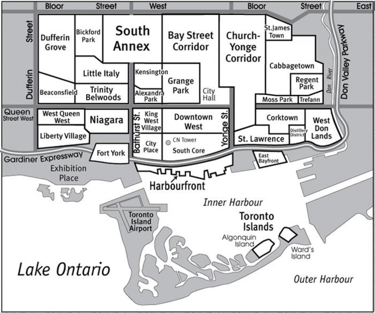 Karte von Toronto Nachbarschaft guide