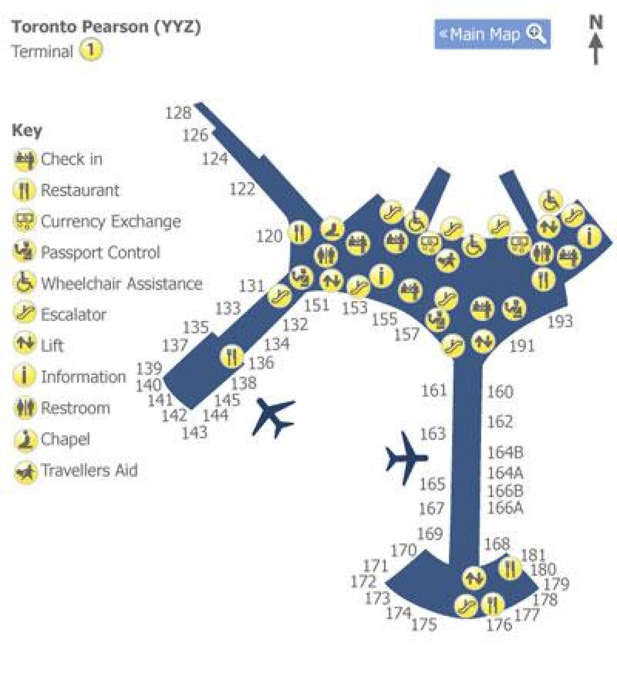 Karte von Toronto Pearson airport terminal 1