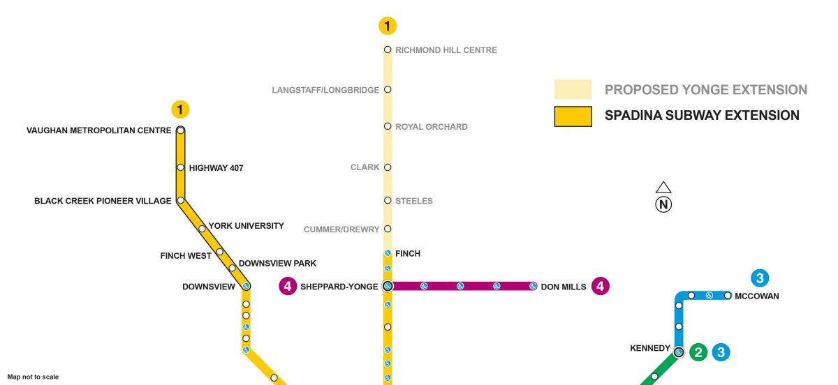 Landkarte von Toronto-U-Bahn-Erweiterung