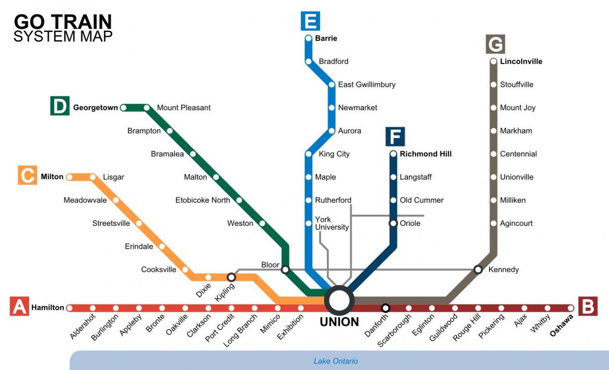 Karte von Toronto Go Transit Züge