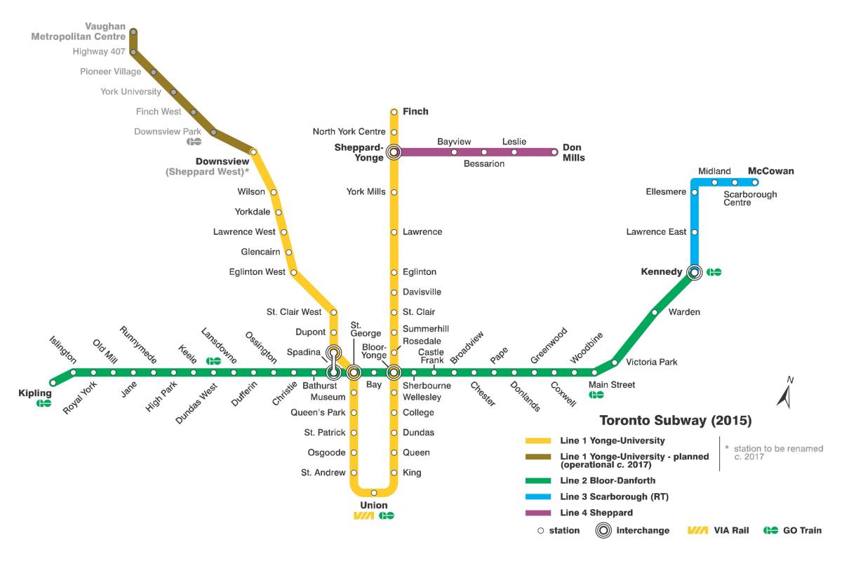 Karte der U-Bahn Toronto