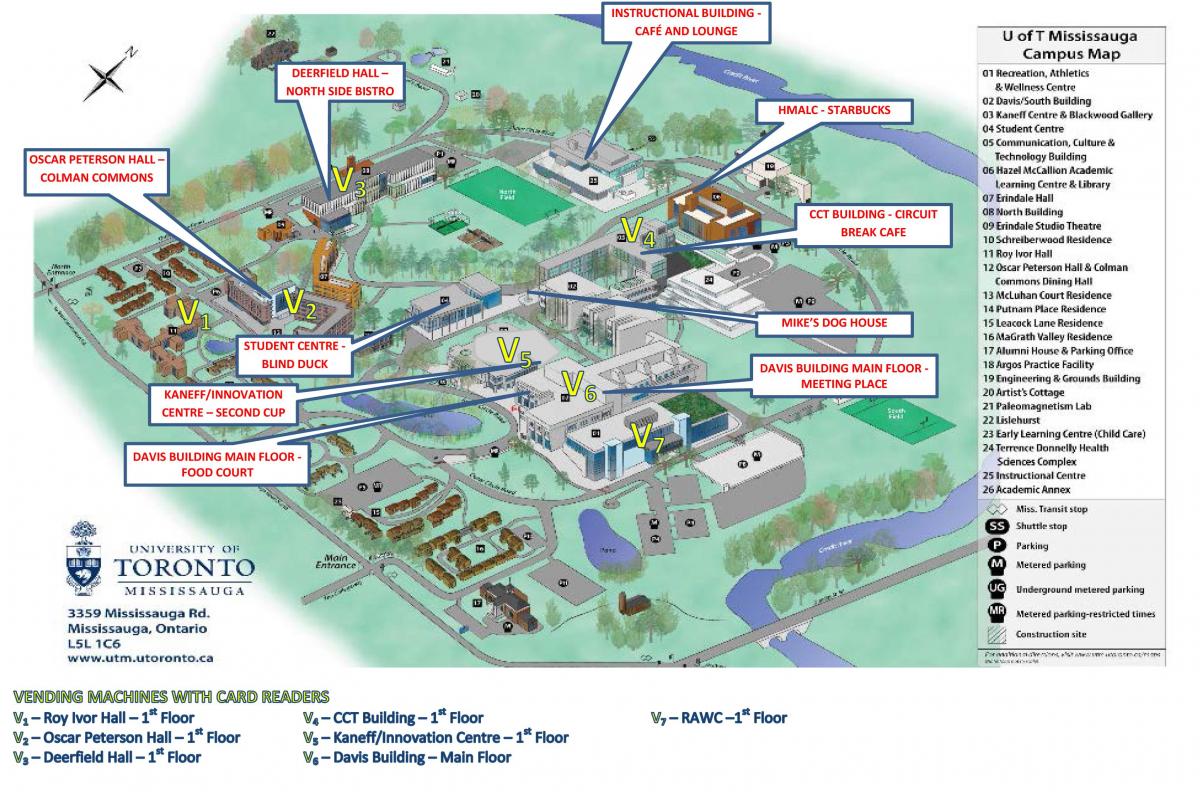 Karte von university of Toronto Mississauga campus food services