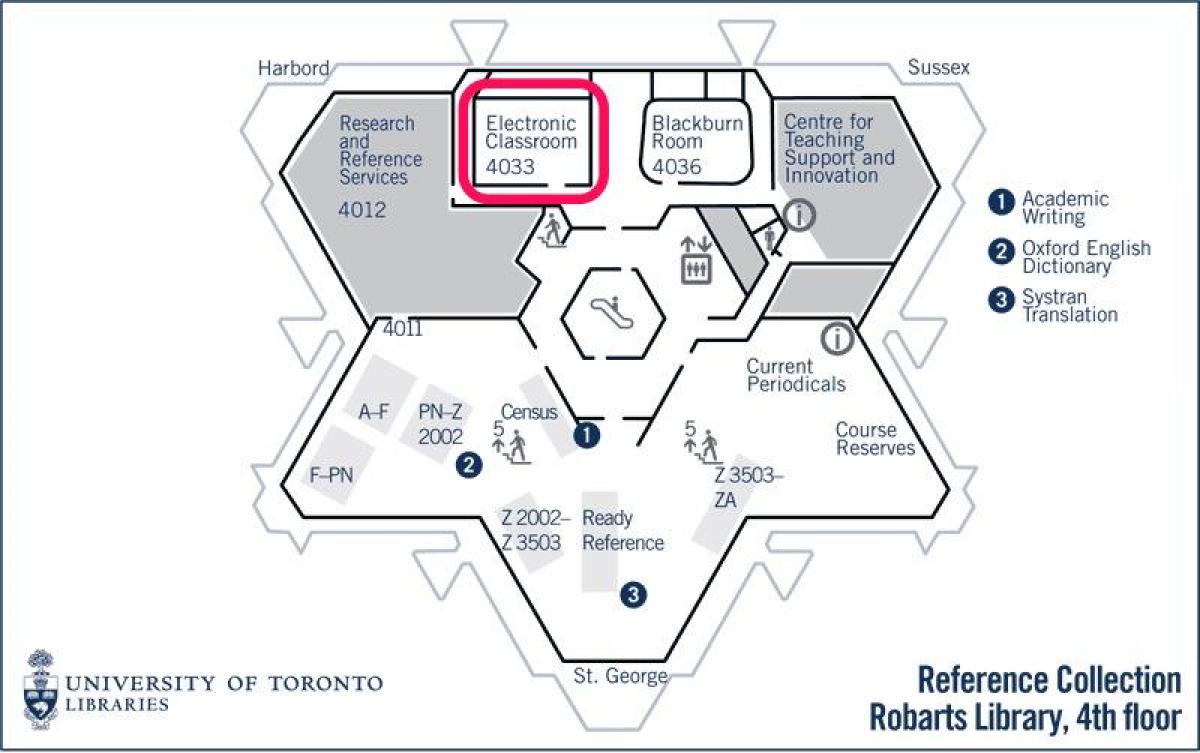 Karte von university of Toronto-Robarts library elektronische Klassenzimmer