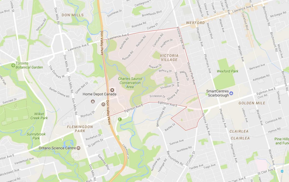 Karte von Victoria Village Nachbarschaft von Toronto