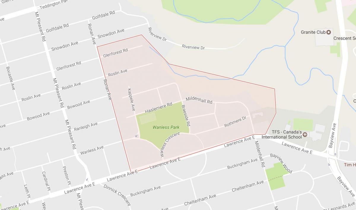 Karte von Wanless Park-Viertel von Toronto