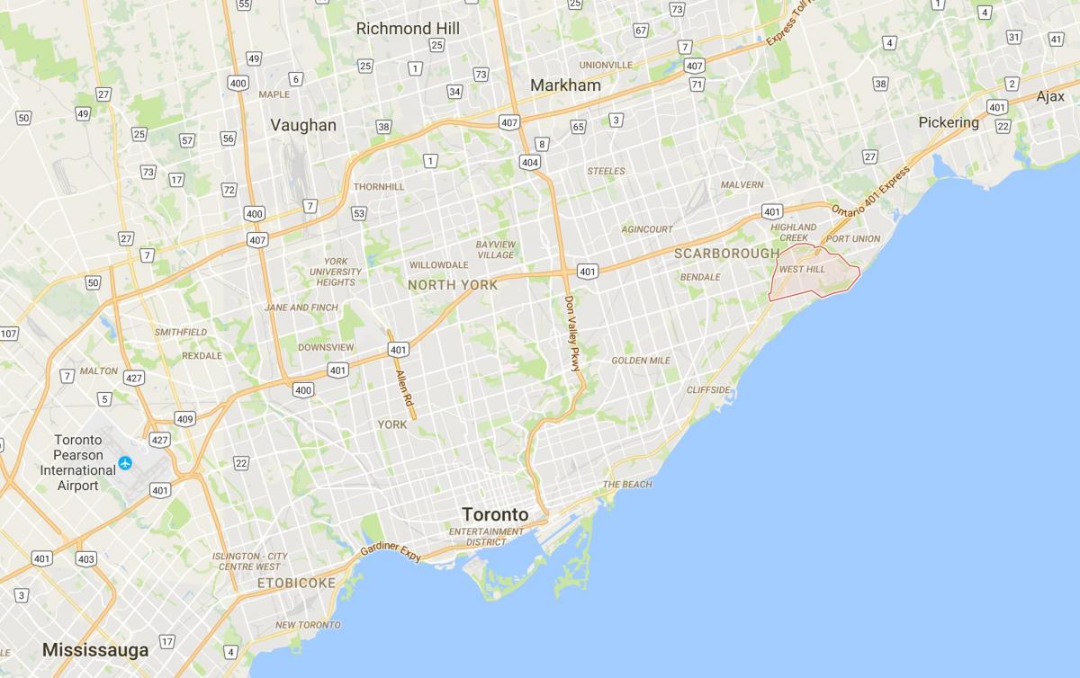 Karte von West-Hill-Viertel von Toronto
