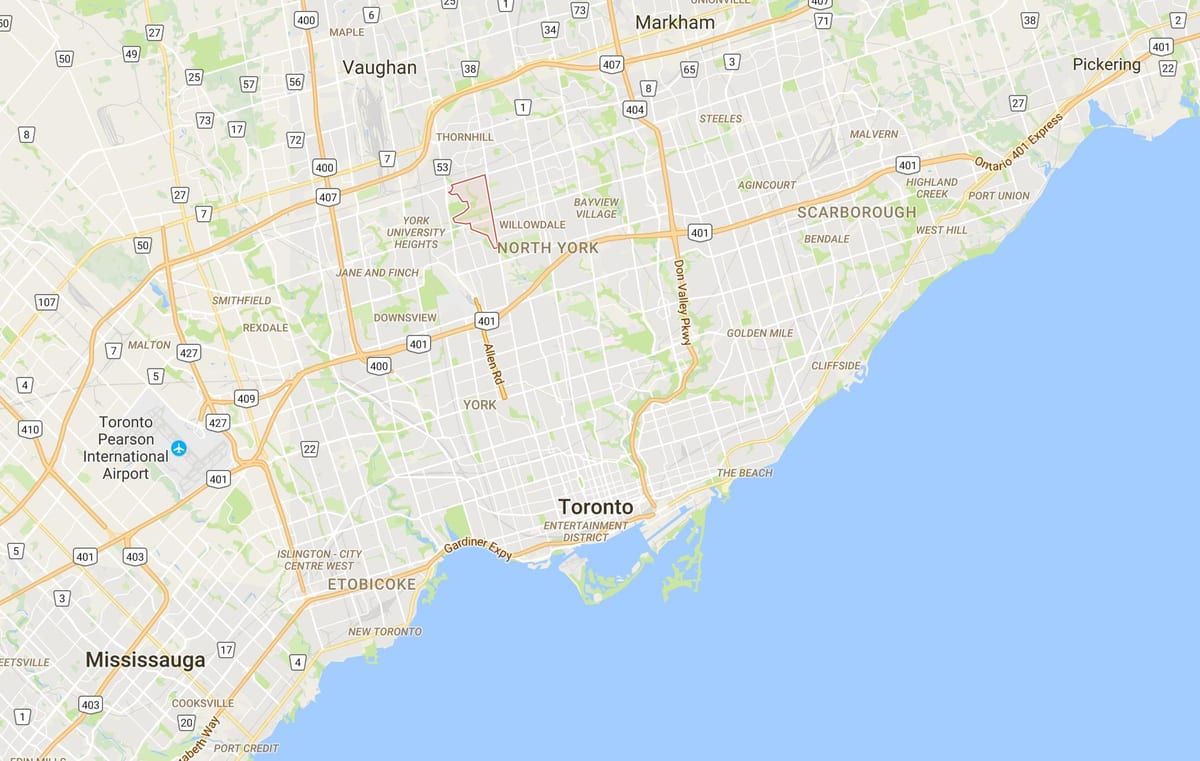 Karte von Westminster–Branson district Toronto