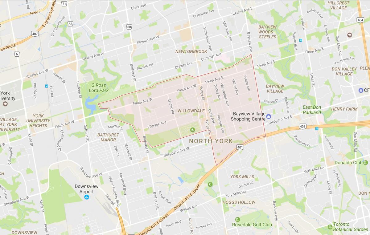 Karte von Willowdale Nachbarschaft Toronto