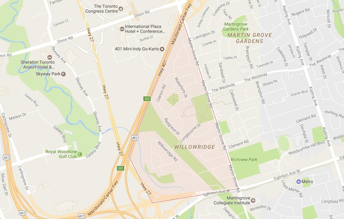 Karte von Willowridge Nachbarschaft Toronto
