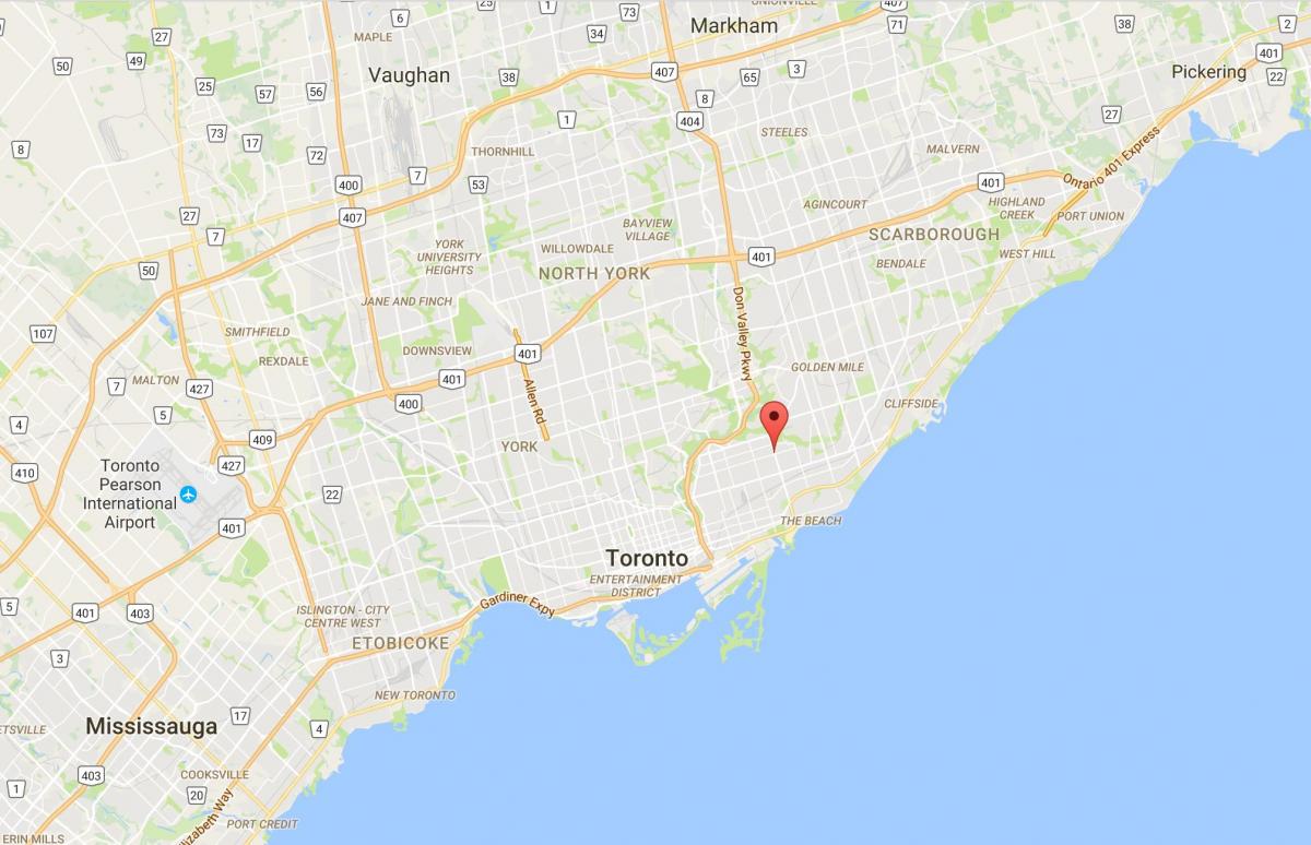 Karte von Woodbine Heightsdistrict Toronto