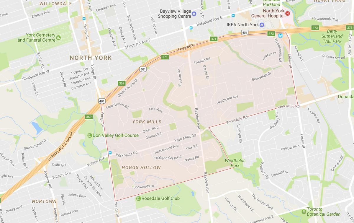 Karte von York Mills Nachbarschaft Toronto