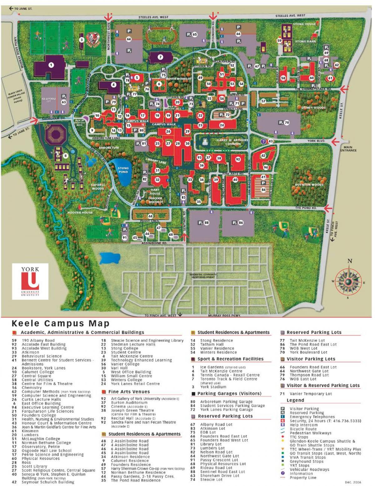 Karte von der York university, keele campus