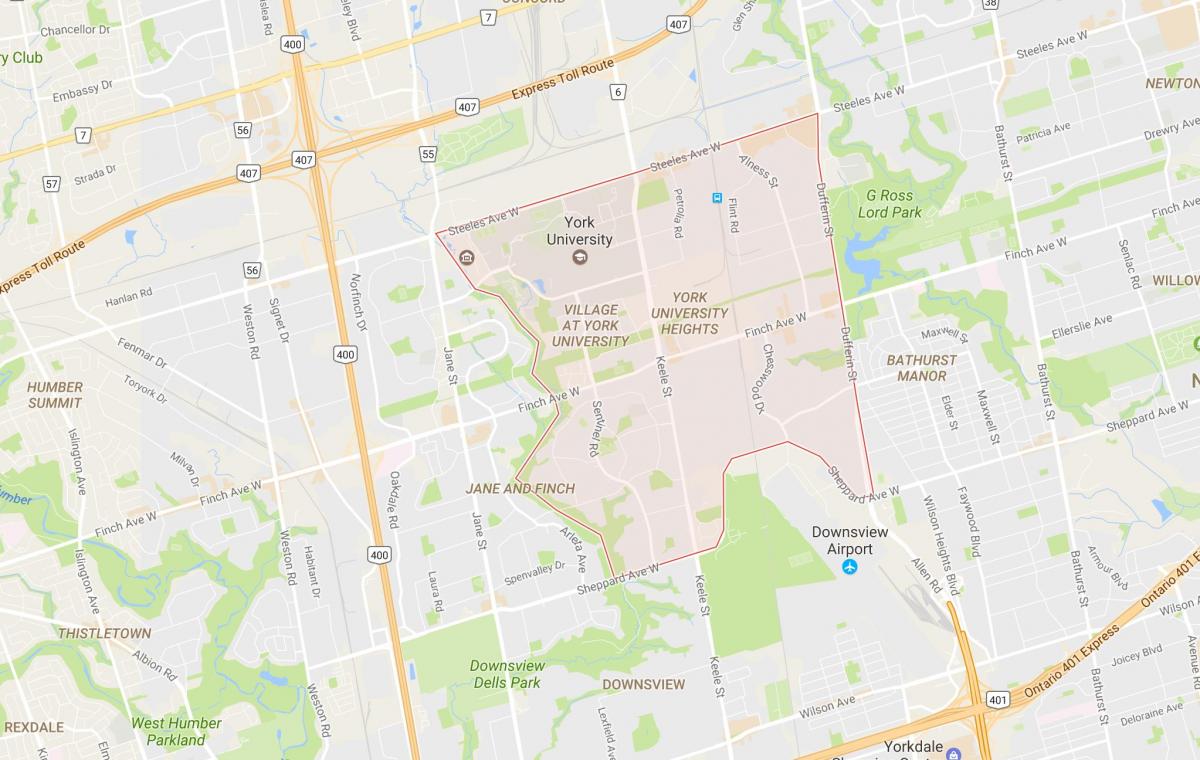 Karte von York University Heights Nachbarschaft in Toronto