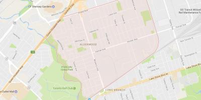 Karte von Alderwood Parkview Nachbarschaft Toronto