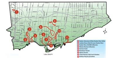 Karte von Entdeckung zu Fuss Toronto