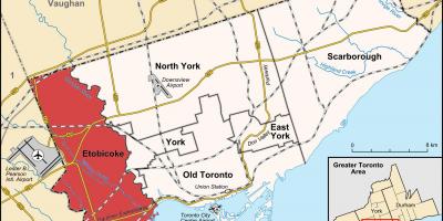 Karte von Stadtteil Etobicoke von Toronto