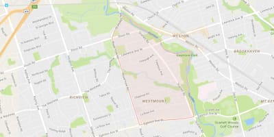 Karte von Humber Höhen – Westmount Nachbarschaft Toronto