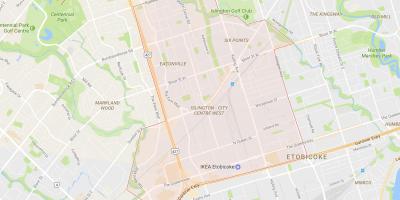 Karte von Islington-Innenstadt-West-Viertel von Toronto