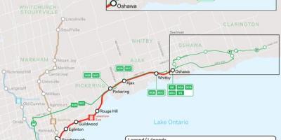 Karte der Linie Lakeshore East Go Transit