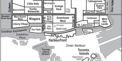 Karte der Nachbarschaft Süd-Core-Toronto