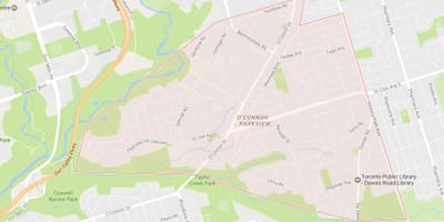 Karte von O ' Connor–Parkview Nachbarschaft Toronto