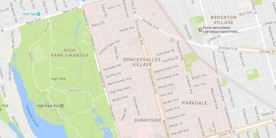Karte von Roncesvalles Nachbarschaft Toronto