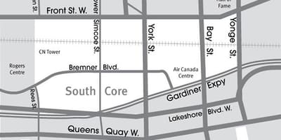 Karte von Süd-Core-Toronto