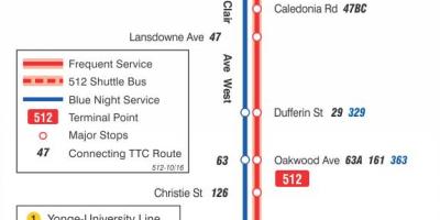 Anzeigen der Straßenbahn-Linie 512 St. Clair