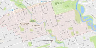 Karte von Sunnylea Nachbarschaft Nachbarschaft Toronto