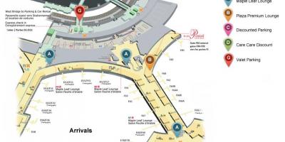 Karte von Toronto Pearson international airport, arrivals terminal