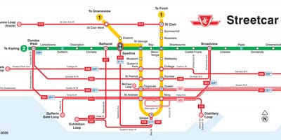 Karte von Toronto Straßenbahn