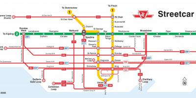 Karte von Toronto Straßenbahn