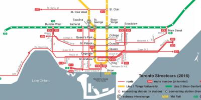 Karte von Toronto streetcar system