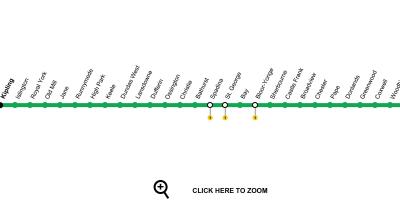 Landkarte von Toronto-U-Bahn-Linie 2 Bloor-Danforth