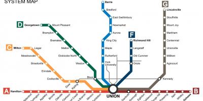 Karte von Toronto Go Transit Züge