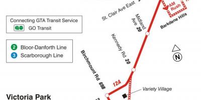 Karte des TTC 12 Kingston Rd bus route Toronto
