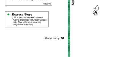 Karte des TTC 188 Kipling Süd-Rakete-bus-route Toronto