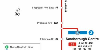 Karte des TTC 21 Brimley bus route Toronto