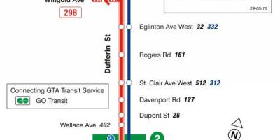 Karte von TTC-29 Dufferin bus route Toronto