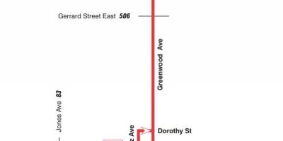 Karte des TTC 31 Greenwood bus route Toronto