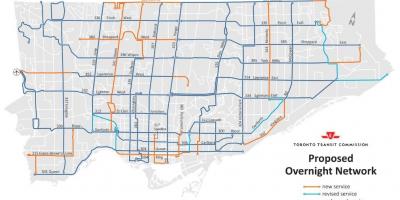 Karte der TTC über Nacht Netzwerk-Toronto