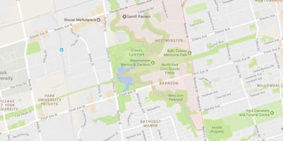 Karte von Westminster–Branson Nachbarschaft Toronto